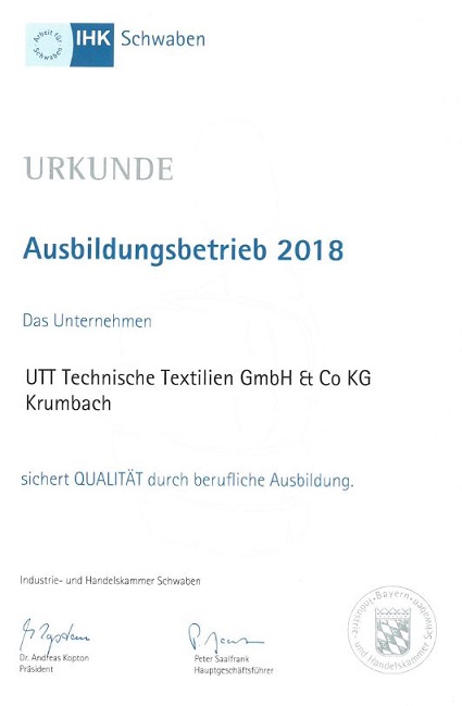 Urkunde Ausbildungsbetrieb 2018