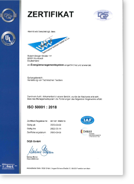 Zertifikat ISO 50001 : 2018